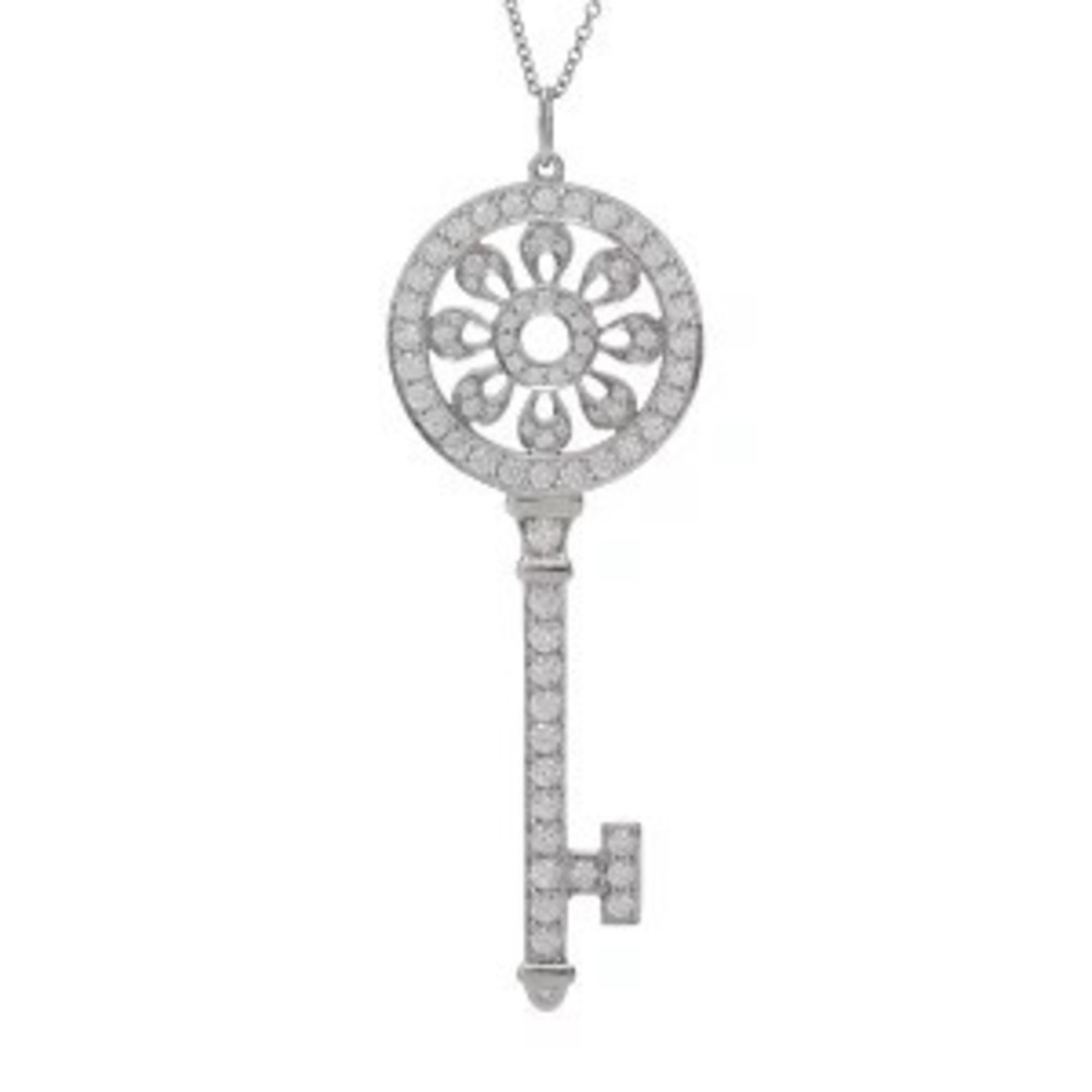 Tiffany Co Petal Key Necklace Platinum Diamond